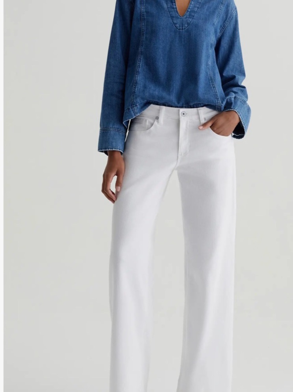 AG- Adria Jean Low Rise Wide-Leg White Women's Jeans